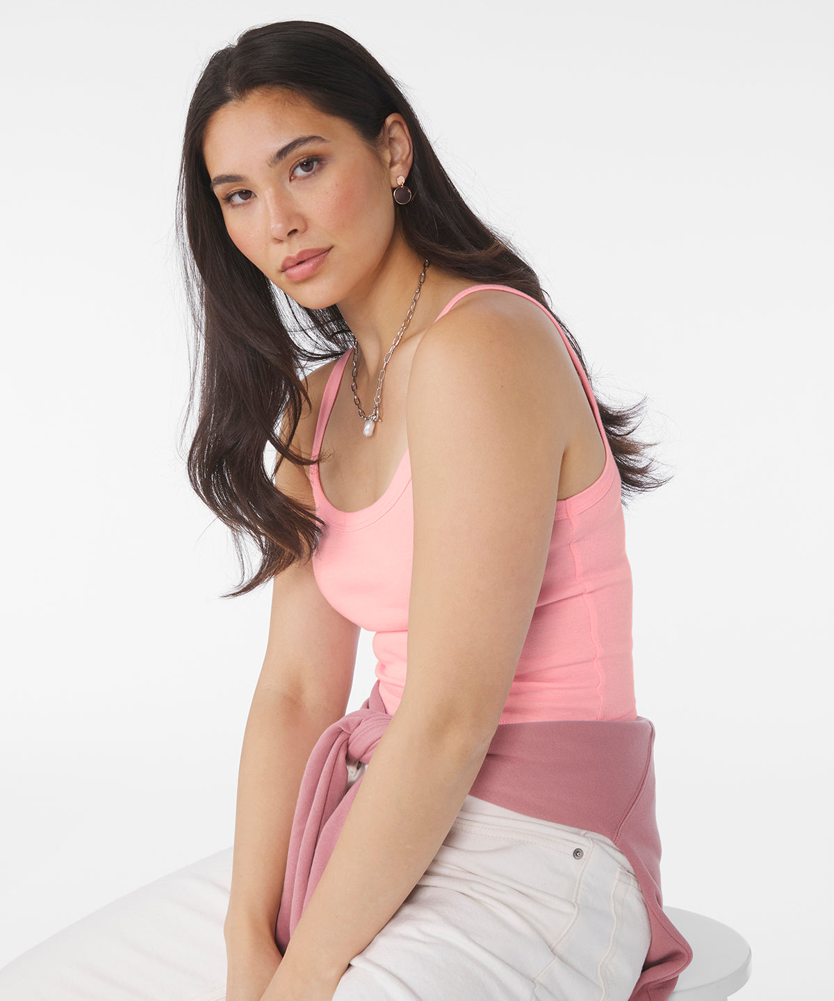 Women's micro rib spaghetti strap tank