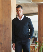 Cashmere touch acrylic v-neck jumper