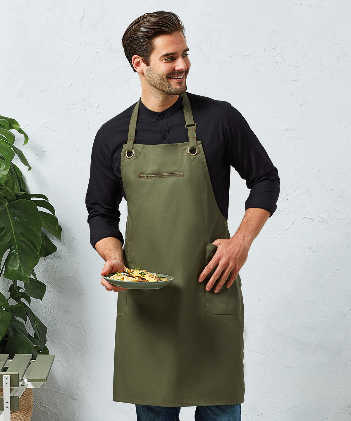 'Barley' Contrast Stitch Bib Apron